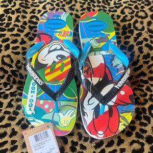HAVAIANAS DISNEY MICKEY MOUSE Mens 8  Women’s 9 Flip Flop Sandals Size 39-40 NEW